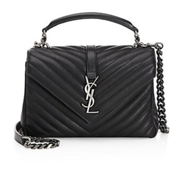 Saint Laurent Black Crossbody Bag with Chevron Quilting - Picture 1 of 1